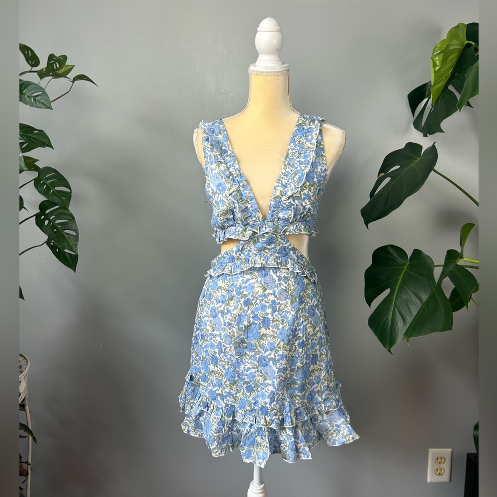 Mable Mini Ruffle Floral Cutout Dress